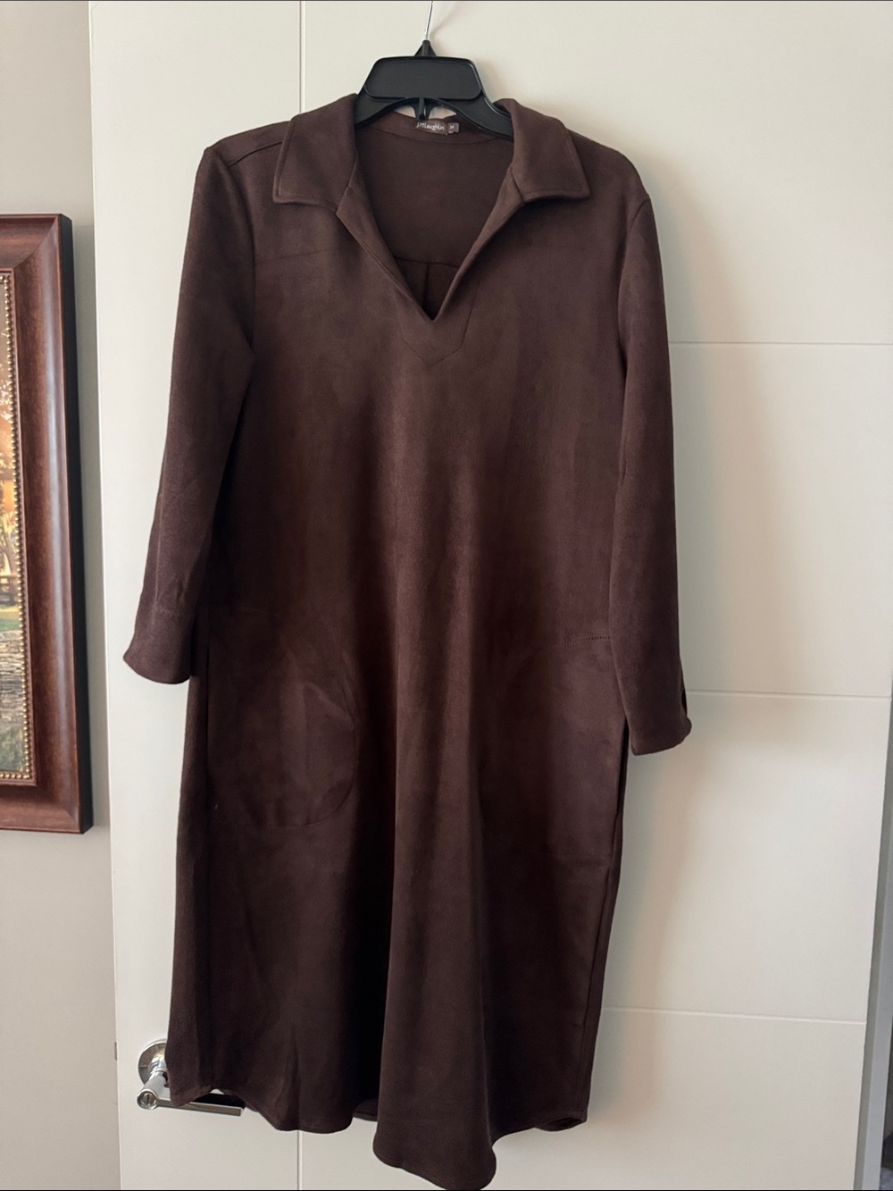 J. McLaughlin Dark Brown Suede look V-Neck Dress
